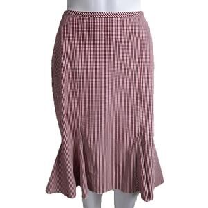 ▶️ Equestrian Designs Red Gingham Midi Skirt Womens S 27 Waist Flare Preppy USA